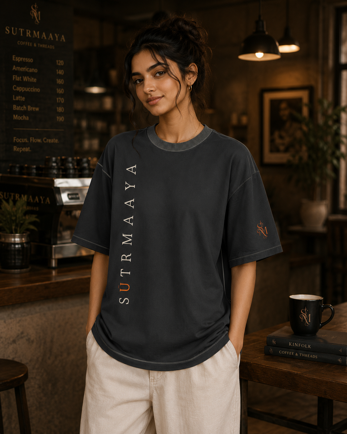 Sutrmaaya Signature Oversized Tee | Charcoal Grey