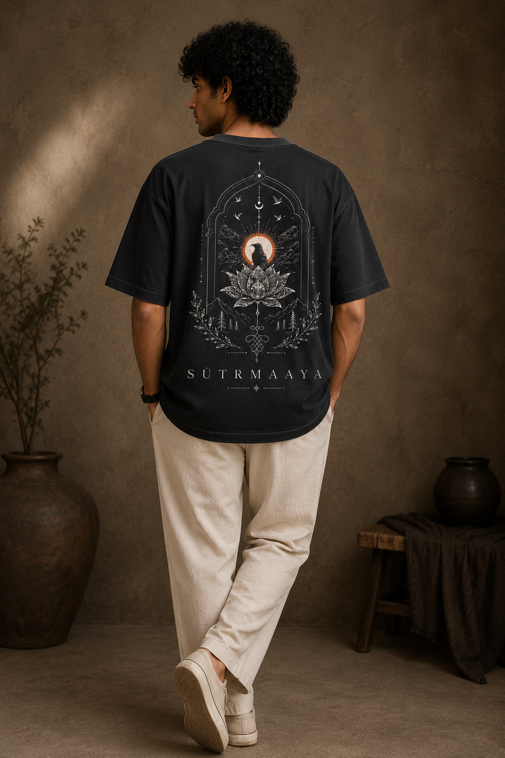Sutrmaaya Signature Oversized Tee | Charcoal Grey
