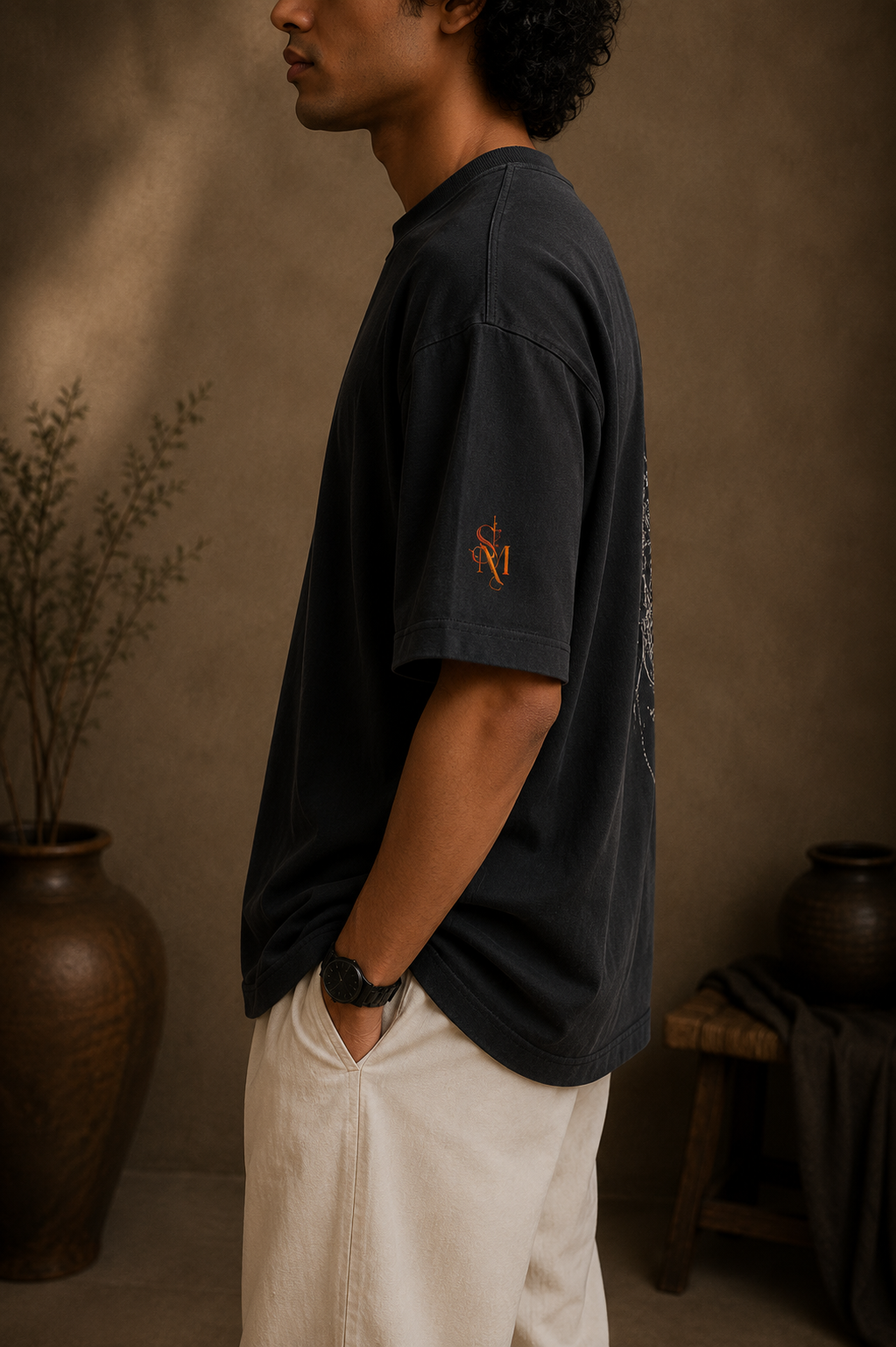 Sutrmaaya Signature Oversized Tee | Charcoal Grey